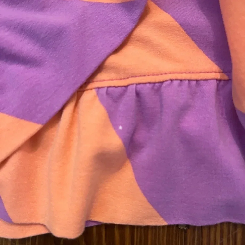LILY PULITZER Adriel Ruffle Striped Flutter Sleeve Wrap Dress Purple & Orange - Picture 3 of 9
